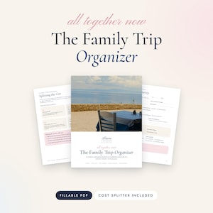 Family Trip Planner Printable, Multigenerational Vacation Organizer, Fillable PDF with Cost Splitter image 1