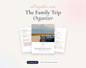 Family Trip Planner Printable, Multigenerational Vacation Organizer, Fillable PDF with Cost Splitter