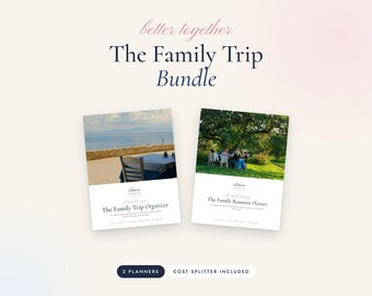 Bundel met reisplanners voor gezinnen, planner voor familiereünies, planner voor vakanties met meerdere generaties, invulbaar PDF-bestand