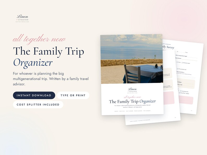Family Trip Planner Printable, Multigenerational Vacation Organizer, Fillable PDF with Cost Splitter image 2