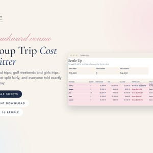 Group Trip Cost Splitter, Google Sheets Vacation Expense Calculator for Friends image 2