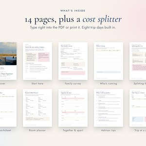Family Trip Planner Printable, Multigenerational Vacation Organizer, Fillable PDF with Cost Splitter image 3