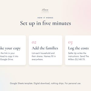 Family Vacation Cost Splitter, Google Sheets Trip Expense Tracker by Household image 5