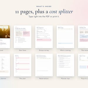 Printbare planner voor een meidenuitje, groepsreisplanner, invulbaar PDF-bestand met kostenverdeling afbeelding 2