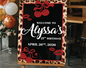 Cheetah Birthday Party Decorations : Glam Welcome Sign