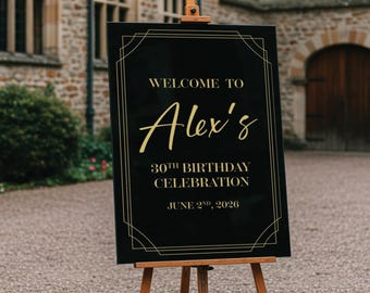 Gatsby Welcome Sign: Roaring 20s Birthday Decoration