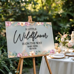 Wildflower Baby Shower Sign, Floral Welcome Acrylic Signage, Flower Signs