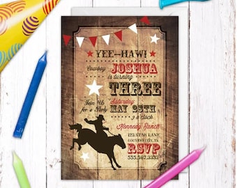 Cowboy Rodeo Birthday Invitation - Printable Birthday Invitation - Digital Invitation - Digital File