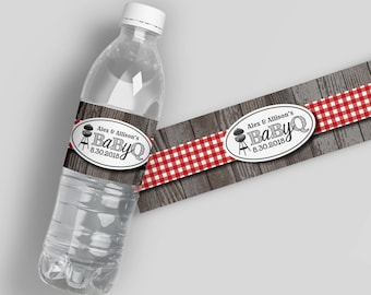 Personalized BabyQ Water Bottle Labels – BBQ Baby Shower Favors