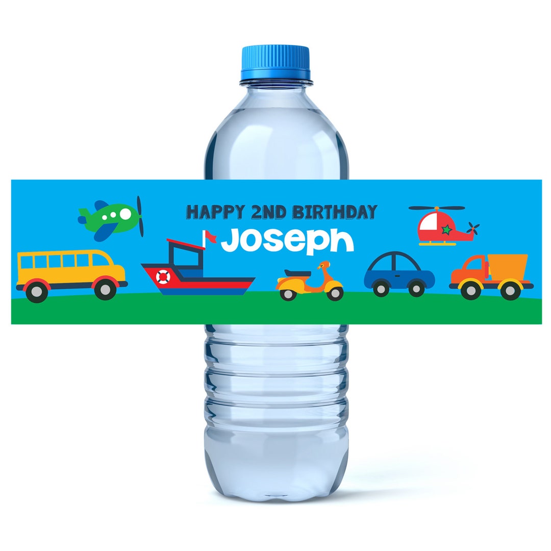 Transportation Birthday Birthday Water Bottle Labels Car - Etsy