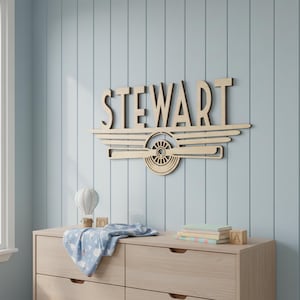 Aviation Decorations, Airplane Name Sign, Nursery Wood Hanging Decor