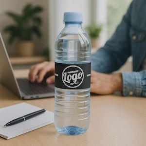 Custom Waterproof Water Bottle Labels - Personalized Business Logo
