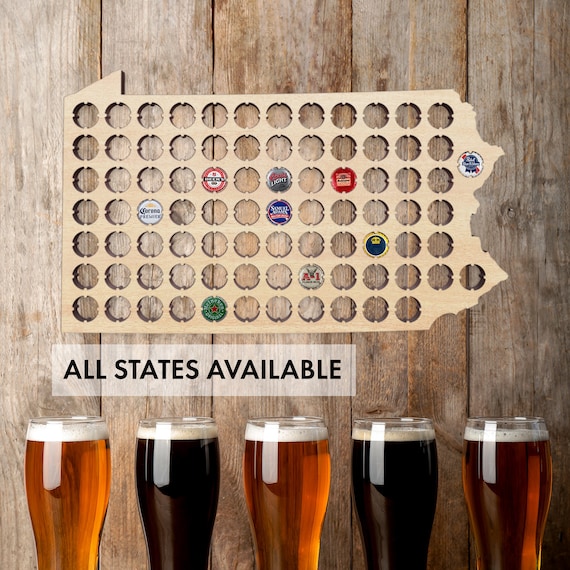 Beer Cap Holder Beer Cap Map Fathers Day Gift From Pennsylvania