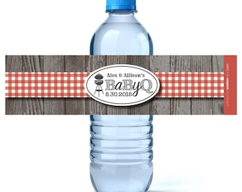 BabyQ Water Labels - Baby Shower Favors - Baby Shower Water Labels  - Water Bottle Labels - BBQ Baby Shower - Baby Q Shower - BBQ Party