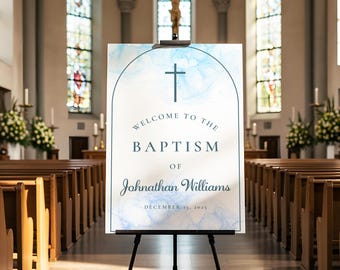 Baptism Cross Welcome Sign, Entrance Signage, Church Ceremony, Religious Event