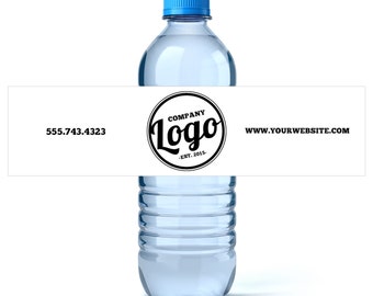Business Advertising - Custom Water Bottle Labels - Your Business Logo or Design - Custom Logo Water Bottle Labels - Business Water Bottle
