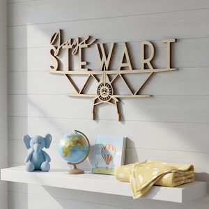 Personalized Airplane Wood Name Sign: Nursery Decor