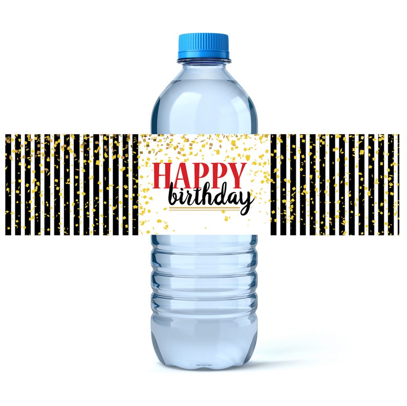 Custom Water Labels Birthday Water Label Milestone Birthday 50th Birthday 40th Birthday Water Bottle Wraps Water Bottle Label image 1