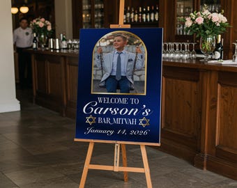 Personalized Bar Mitzvah Welcome Sign, Custom Photo Keepsake