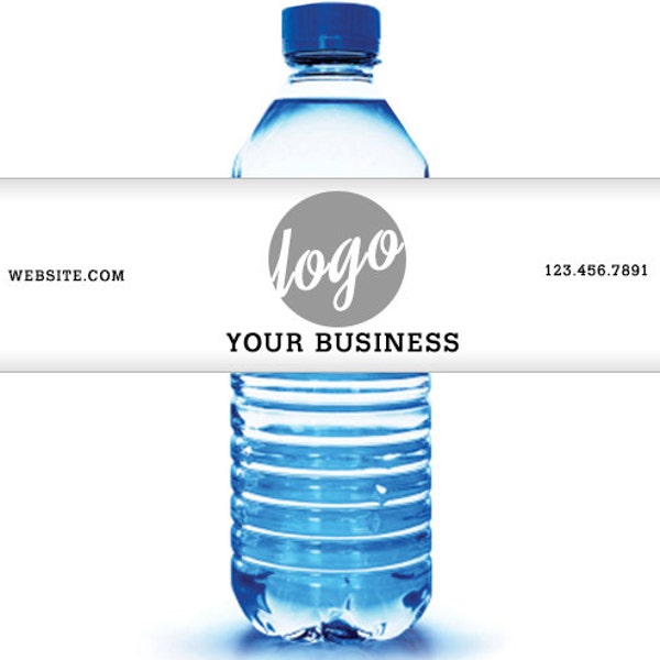 Custom Water Bottle Labels - Your Business Logo or Design - Custom Logo Water Bottle Labels - Business Water Bottle Labels