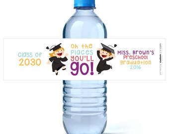 Graduation Water Bottle Labels - Graduation Water Labels - Custom Water Labels - kindergarten graduation - preschool graduation