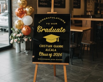 Graduation Welcome Sign, Personalized Congrats Grad Acrylic Sign, Class of 2026 Party Decor, Custom Name High School College Gift