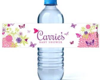 Butterfly Baby Shower Decorations, Butterflies Bottled Water Labels