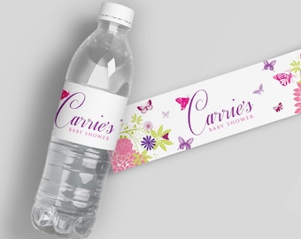 Butterfly Baby Shower Decorations, Butterflies Bottled Water Labels