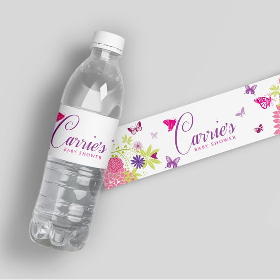 Butterfly Baby Shower Decorations, Butterflies Bottled Water Labels