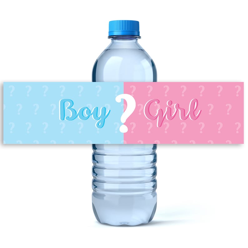 Gender Reveal Water Bottle Labels Personalized Water Bottle Etsy