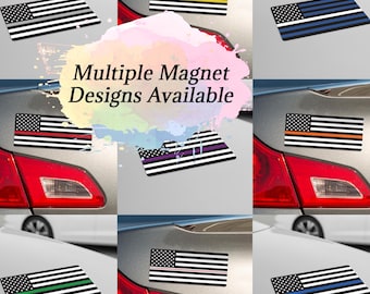 American Flag Thin Line : Patriotic Car Magnet