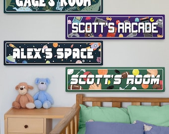 Space Decoration Boys Room, Boy Door Sign, Wall Decor, Name Signage, Game Room