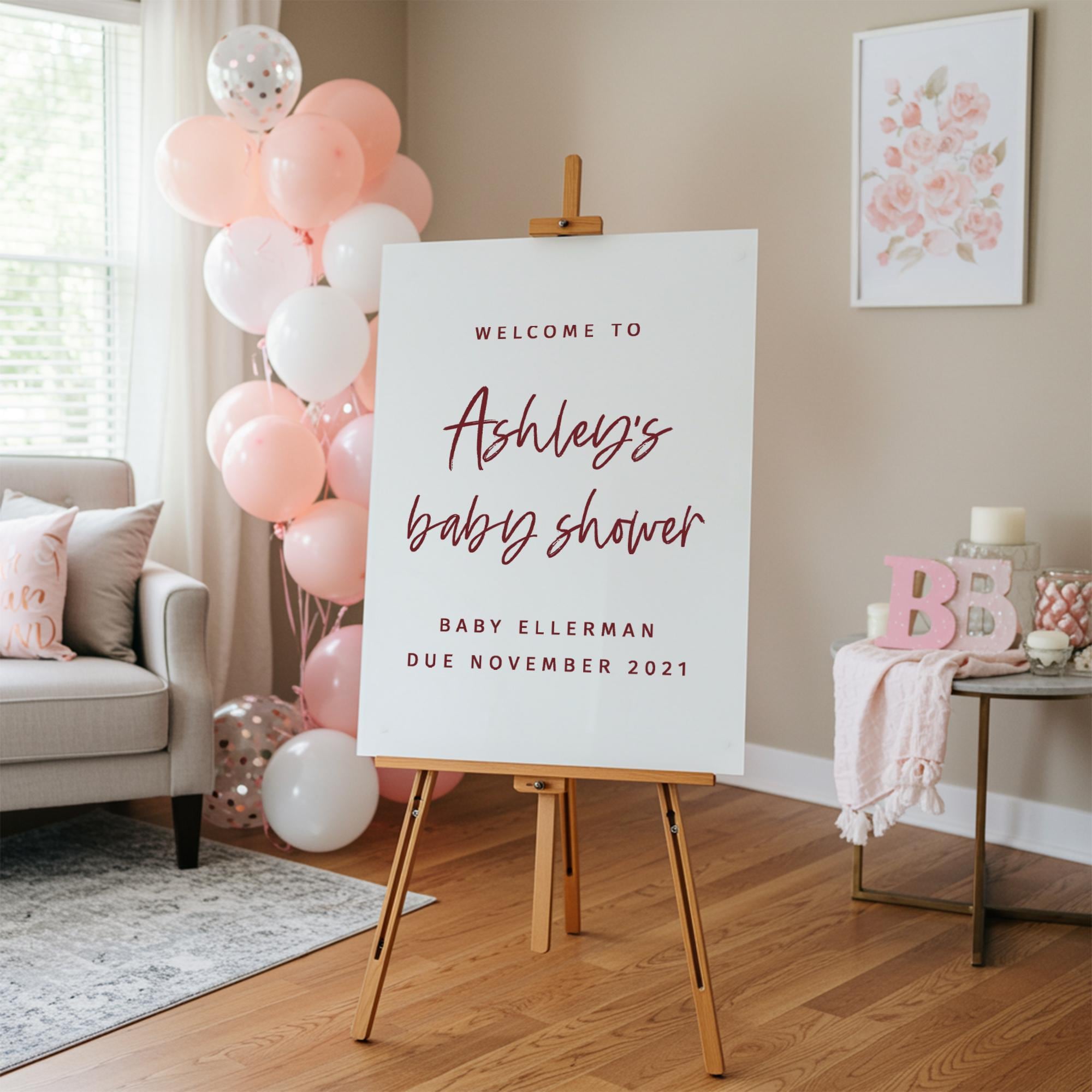 Baby Shower Acrylic Welcome Sign, Personalized Party Signage