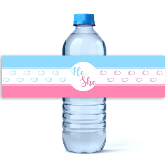Gender Reveal Water Bottle Labels Personalized Water Bottle