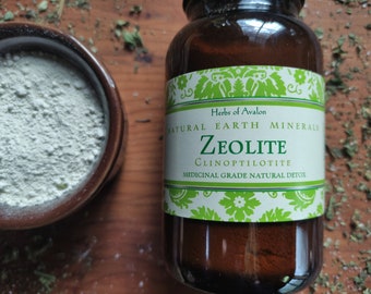 Pure Premium Grade Zeolite Powder - Natural Mineral  - in Glass Apothecary Jar