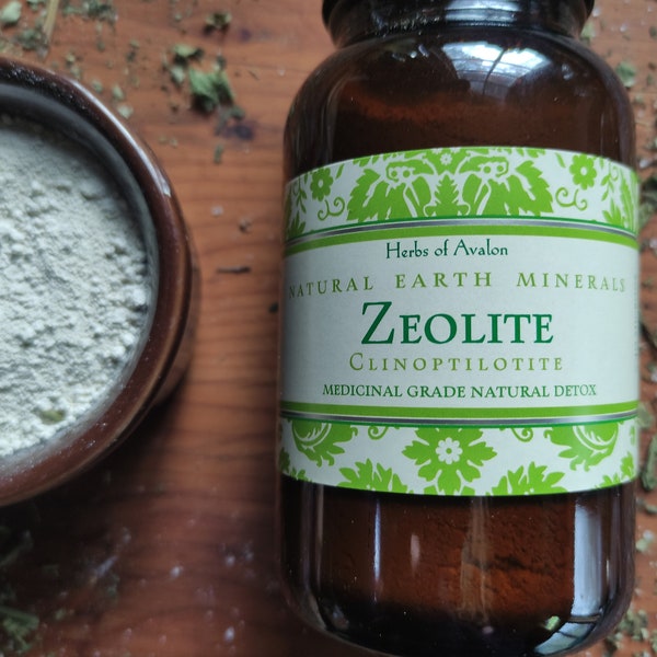 Pure Premium Grade Zeolite Powder - Natural Mineral  - in Glass Apothecary Jar