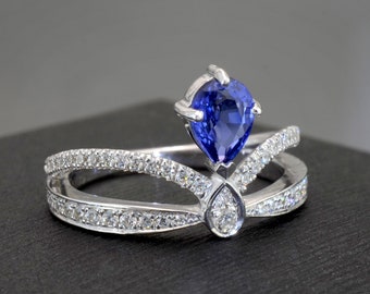 White Sapphire engagement ring vintage Diamond wedding ring | Etsy