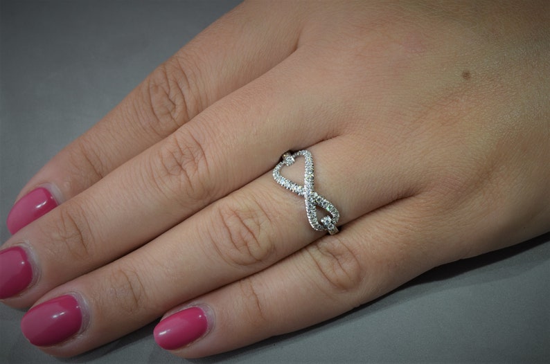 Infinity Symbol Sign Wedding Ring Infinity Diamond Ring Anniversary Wedding Diamond Ring 14K Gold Infinity Ring Women/'s Promise Ring