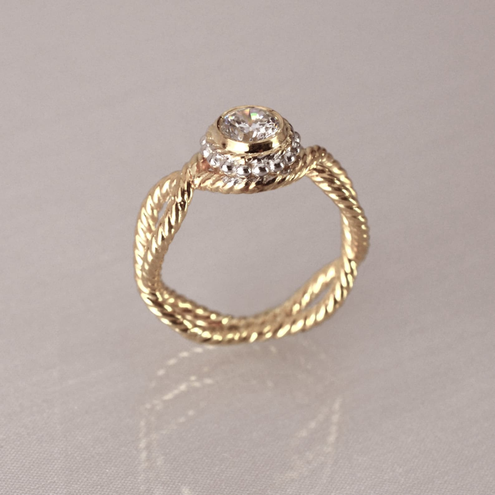 Twisted Rope Engagement Ring Vintage Engagement Ring Bezel Etsy