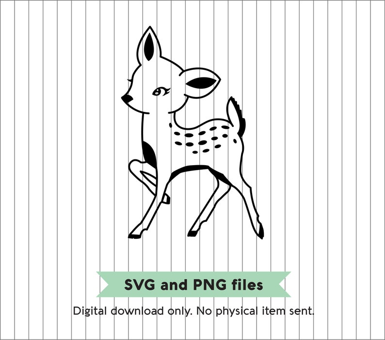 Vintage Style Fawn SVG and PNG Digital Files image 1