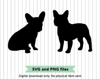 French Bulldog Silhouettes - SVG and PNG Digital Files