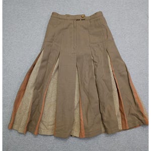 Pendleton Reversible Box Pleat Skirt 24 Brown Herringbone Wool Vintage 50s 60s