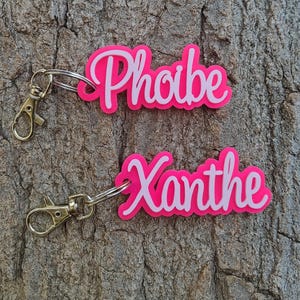 Custom Name Keychains, Backpack Name Tag, Personalized Acrylic Keychain, Acrylic Name Tag, Diaper Bag, Lunchbox Name Tag, Retro Name Tag