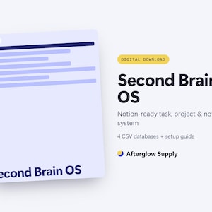 Second Brain OS Notion Template | Notion-Ready CSV System for Tasks, Projects, Notes & Areas