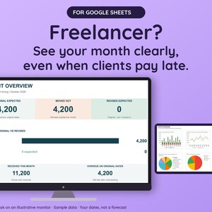 Freelancer Budget Spreadsheet for Google Sheets, Income and Expense Tracker