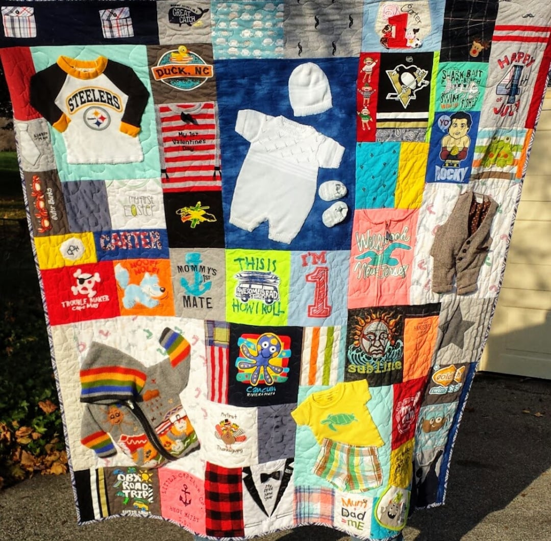 Baby Memory Quilt, Baby Clothes Quilt, Baby's 1st Year Quilt, Baby ...