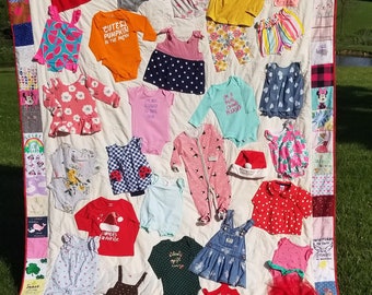 Baby Clothes Quilt, Laundry Basket Toss Quilt, Children's Clothing Quilt, Memory Quilt, Uncut clothing quilt, whole outfit quilt, DEPOSIT