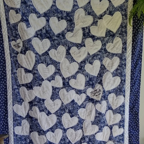 Wedding Guest Book Quilt, Guest Book Quilt, Guestbook alternative, Heart Quilt, Custom order, DEPOSIT