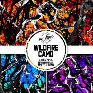 WILDFIRE CAMO Pattern | FIRE Camo Paper | Seamless Pattern | Digital Paper | Crafting Scrapbooking Art | Camoflauge Pattern