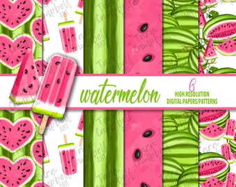 WASSERMELONE Papier | Wassermelone Muster |  Digitales Papier | Sofort Download